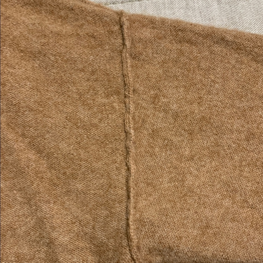 Pilcro Women V-Neck Cropped XXSP Deep Tan Cashmere Sweater Boxy Minimalist Q - Picture 4 of 11